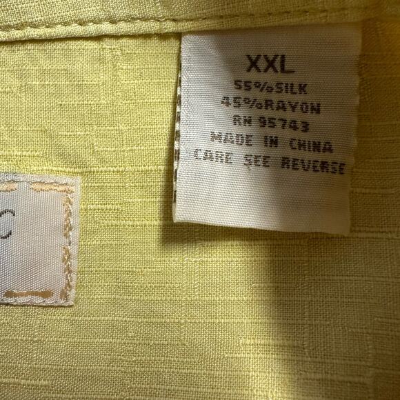 Island Republic Yellow Embroidered Short Sleeve Silk Button Down Size XXL - Picture 5 of 8